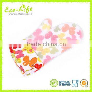 Heat Resistant Quilted Silicone Cotton Lining Gloves, BBQ Silicone Mitts photo-5