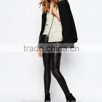 Women Slim Leather Look Pant Faux Leather Lady Pants photo-2