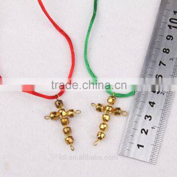 New Arrival Imitati Jewelry Cross Bling Handmade Necklace Cute Girl Religious NecklaceRed and Green Bell Necklace fo Cotton Rope photo-6