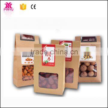 Surper food grade small kraft brown paper bag with window for food