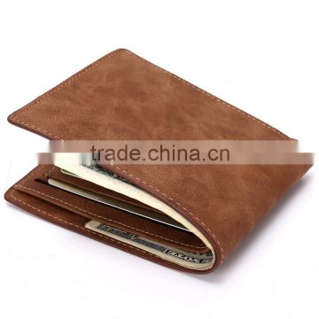 Wholesale Brown color Slim men's genuine leather card wallet and purse