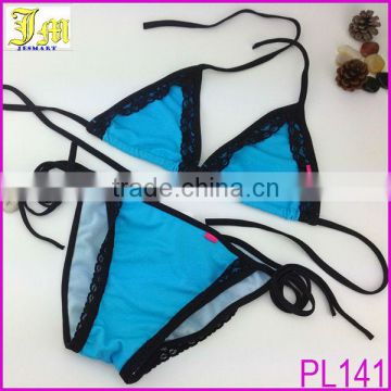 Cheap Women Sexy Beach Bikini Suit Top Thong Lace Pucker Butt Swimwear Bra Plus String