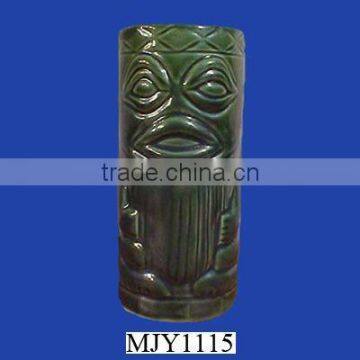 Green wholesale stocked ready for shipment ceramic handmade tiki mug