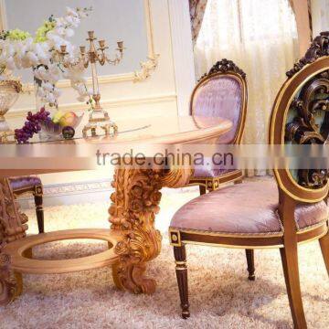 Luxury French Neoclassical Roze Wooden Carving Round Dining Table For 4 People/ European Palace Elegant Dining Room Furniture photo-3