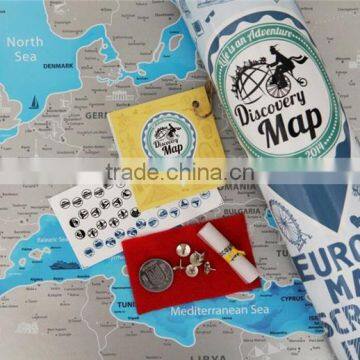 Detailed Europe Map With Scratch off Stickers Large Size Tube Packaging AMA-15 photo-5