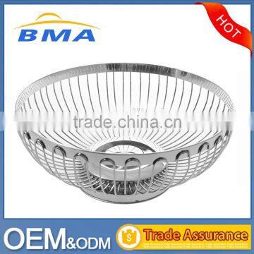 2016 High Quality Round Shape Steel Wire Fruit Basket Chrome