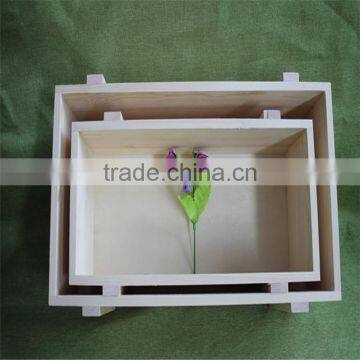 Unfinished Rectangle Pine Wooden Basket for Fireplace or Wastepaper photo-2