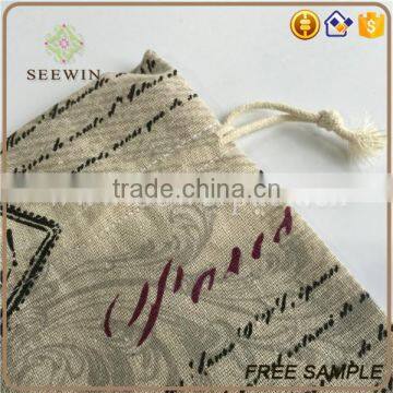 Drawstring Small Printed Pocket Artificial Jute Bag photo-4