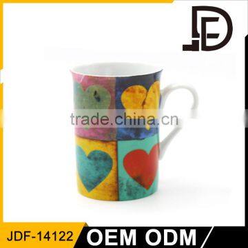 Drinkware 12oz coffee ceramic heart mug printing, ceramic sublimation printing mugs