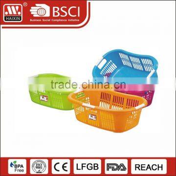 China Large size commercial wholesale new plastic storage basket with handle plastic laundry basket in bulk