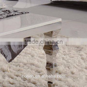 Competitive Price Center Coffee Table With White Marble Top Stainless Steel Legs photo-3