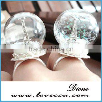 Wholesale clear snow globe glass ring , bottle glass ring