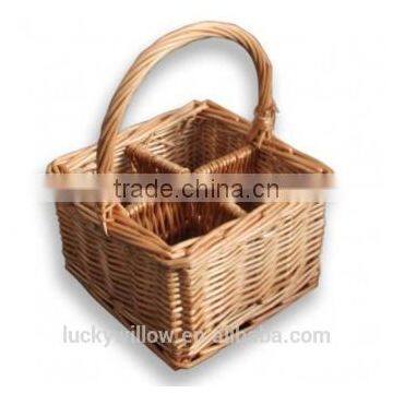 willow Drinks baskets, ,Glass Divider Basket,wicke bottle carrier basket