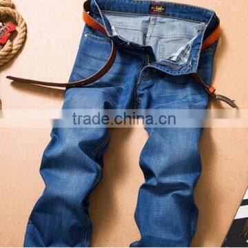 2017 98%Cotton 2%Spandex Woven/Blue Straight Fashion Jeans Pants photo-3