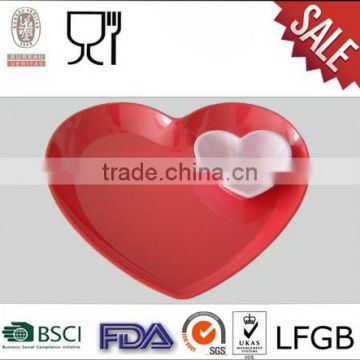 Heart shape melamine dinner plate melamine wholesale plate