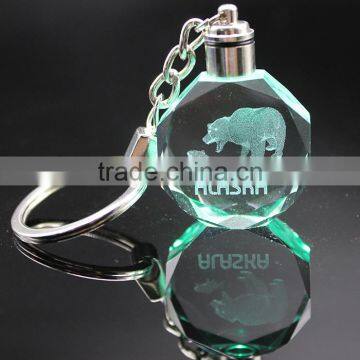 3D Laser Colorful Lighted Crystal Key Chains Key Ring With Metal Ring photo-3