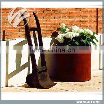 Modern Garden Use Round Shape Corten Steel Flower Pot photo-2