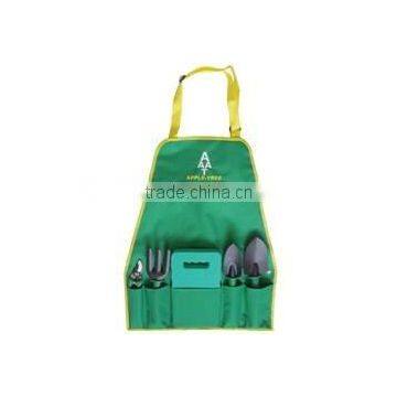 5pc apron Hassock hand garden pruning folding pruner saw trowel hoe fork Hedge Shear scissors digging tool set (kit)