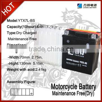 Dry charged maintenance free battery for moto/scooter/lawn mower