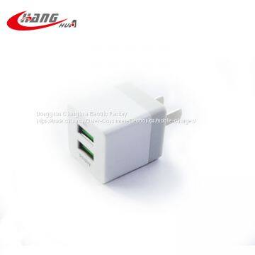 Square Shape Portable Mini 2 USB 5v 2A Mobile Charger Adapter photo-2