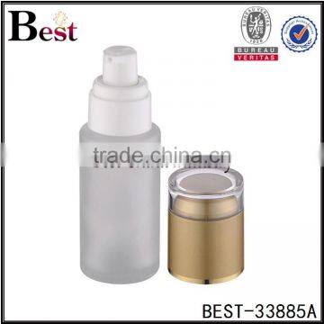 China New Products Cosmetic Lotion Frosted Glass Cosmetic Bottle 100 ml White pp Pump and Gold Aluminum Cap photo-6