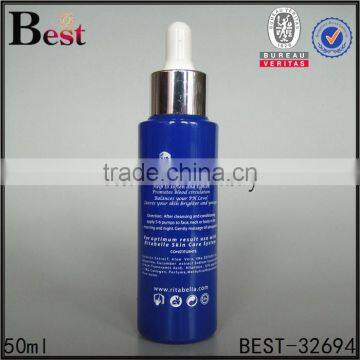 50ml Blue Cosmetic Hot Products Essence Perfume Essential Oil Glass Bottle Matte Silver Aluminum Dropper China Suppliers photo-3
