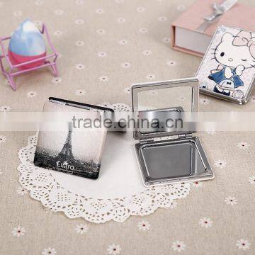 CJA14-OEM Makeup Pocket Plastic Hand Square Foldable Mirror