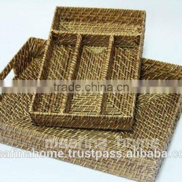 Rectangle Rattan Cutlery Tray