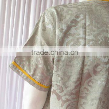 Free Shipping 2colors Unisex Sweat Steam Clothes Fashion Floral Jacquard Pajama V-Neck Ladies Pajama Sets For Sauna photo-3