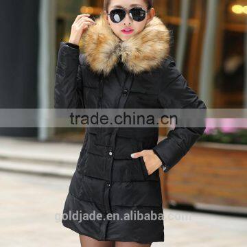 2016 New Women's Thicken Hooded Fur Collar Long Women's Parka Coat