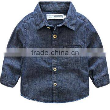 2017 Wholesale casual long sleeve boys denim shirt with printed letter
