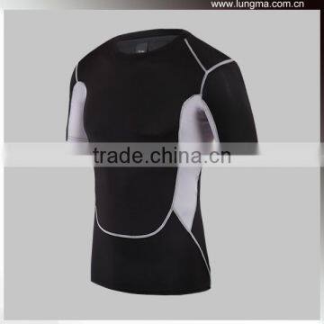 Dry Fit 3/4 sleeve Lycra Elastic Spandex Rash Guard, 4 Needle 6 Thread Flatlock Compression Short Sleeve Shirts Wear