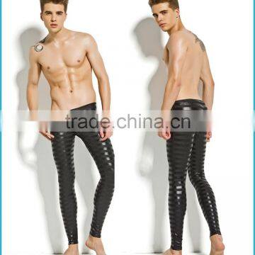 New Products 2016 Innovative Heated Thermal Underear Faux Leather Long John Tight Pants Men photo-2