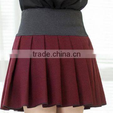 latest sexy young girls wearing wool knit short flared skirts