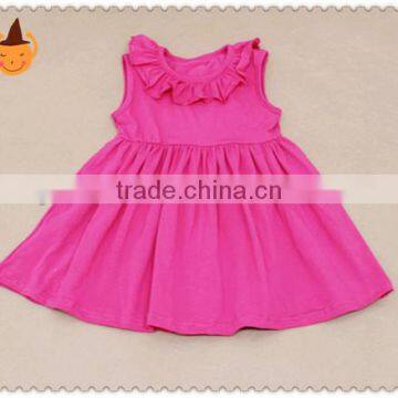 Wholesale Cotton Baby Clothes Kids Soild Color Dress And Ruffle Stripe Pants Children's Boutique Set photo-3