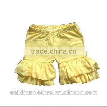 Summer Beach Hot Clothing High Quality Baby Double Ruffles Shorts Cotton Plain Pear Yellow Short Pants
