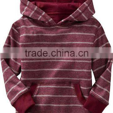 CHILDREN STRIPED PULLOVER HOODY WITH HANDWARM POCKET