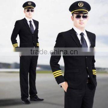 Juqian custom good quality factory price winter style long sleeve mens airline pilot uniform for captain