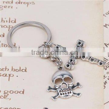Keychain & Keyring Skeleton Skull Antique Silver Cross Carved 7.8cm photo-3