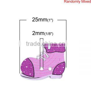 Wholesale Scrapbooking 2 Holes Shoes At Random Wood Sewing Buttons photo-2