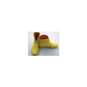 Fashion Ankle Rain Boots With Yellow Solid Color 6.3 Inch Shaft