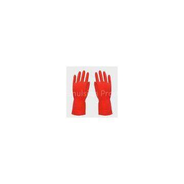 Diamond Grip Unlined Household Latex Gloves , Home Red Latex Glove