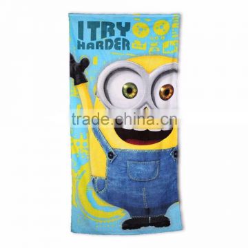 Minions cartoon cotton velour custom print baby kids beach towel