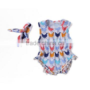 super cute chicken printed american design soft cotton one piece baby clothes romper