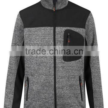 Grey Melange Coarse Knitted Fleece Mens Winter Jacket Outwear