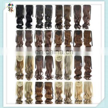 Fashion Ribbon Wrap Around Womens Long Wavy Hair Ponytails Hairpieces HPC-0117