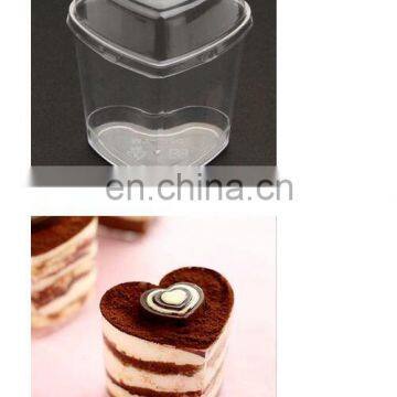 Wholesale Heart Shape Lamy Pudding Cup With Lid Clear Disposable Cups With Lids photo-2