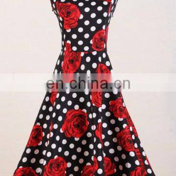 Wholesale Black Floral Pattern Knee Length Short Designer One Piece Party Dress photo-2