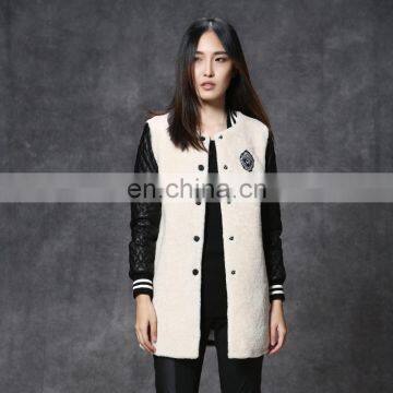 Women fashion merino fur coat sheep leather fur coat