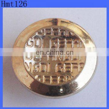 zinc alloy gold colour metal jeans button